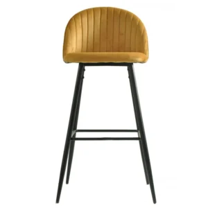 mobiliario-contract-taburete palm yellow metal tapizado velvet amarillo con trasera palm 2 1